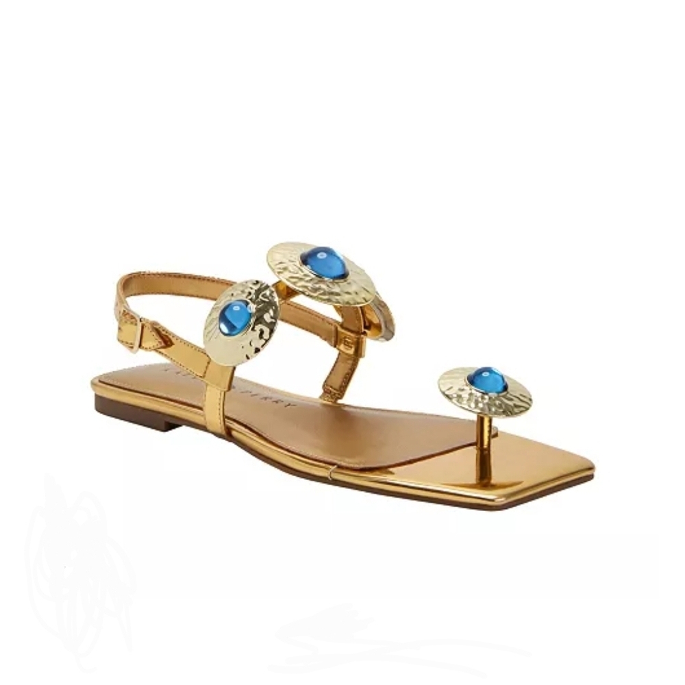 Katy Perry Collections Gold Sandals with Blue Accents 5.5